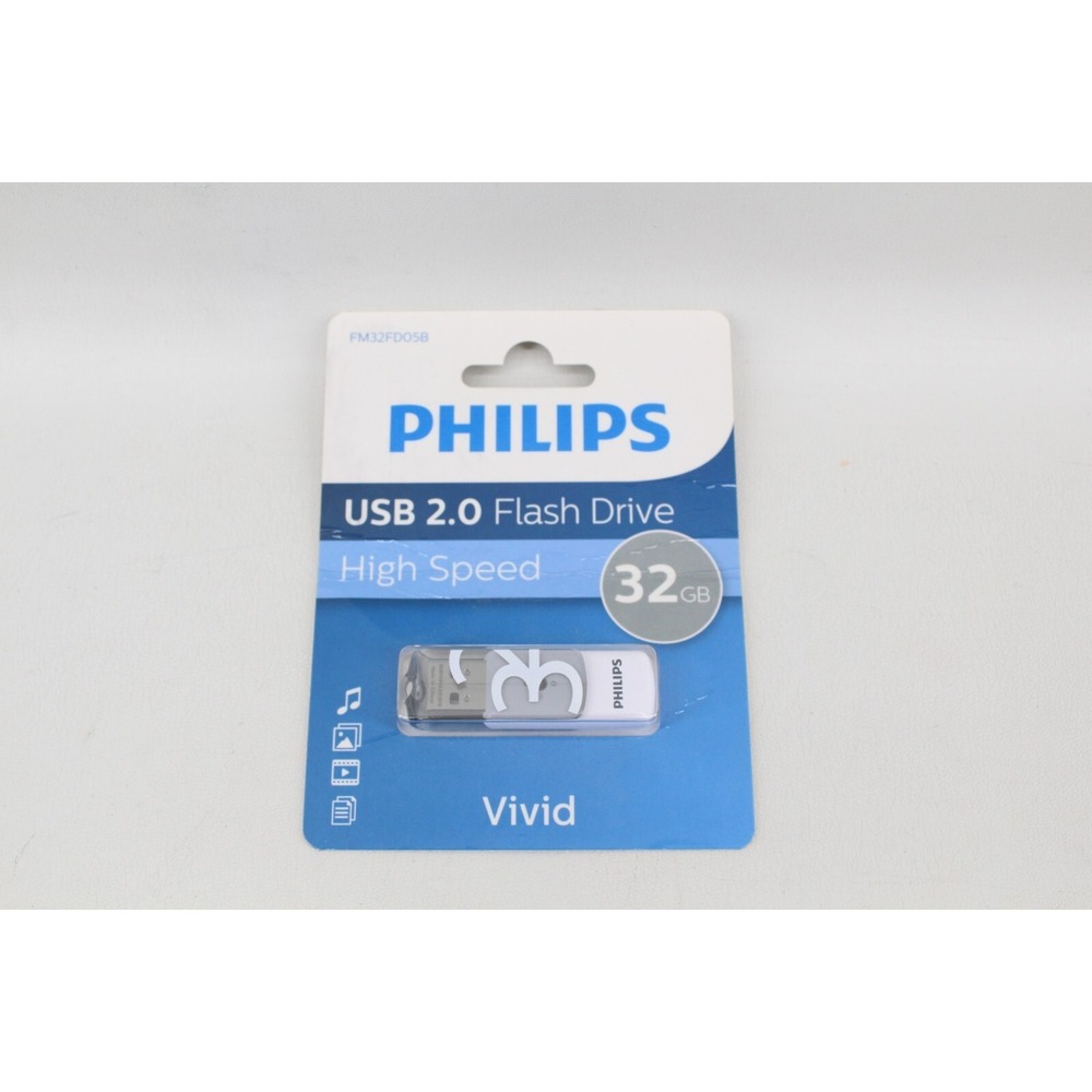 NEW Philips PHMMD32GBVIVID Philips 32GB USB Flash Drive 2.0 Vivid - Grey‎ -